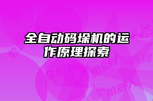 全自動碼垛機(jī)的運作原理探索