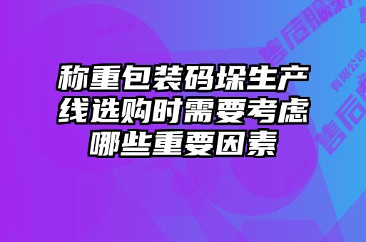 稱重包裝碼垛生產(chǎn)線選購時(shí)需要考慮哪些重要因素