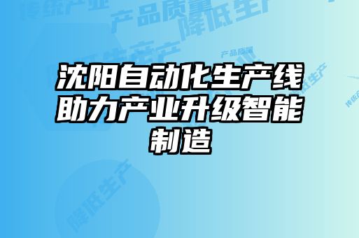 沈陽(yáng)自動(dòng)化生產(chǎn)線(xiàn)助力產(chǎn)業(yè)升級(jí)智能制造