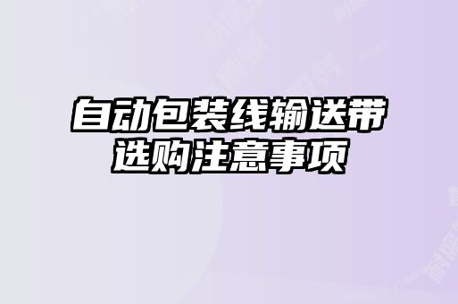自動包裝線輸送帶選購注意事項(xiàng)