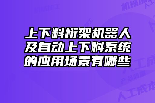 上下料桁架機(jī)器人及自動(dòng)上下料系統(tǒng)的應(yīng)用場景有哪些