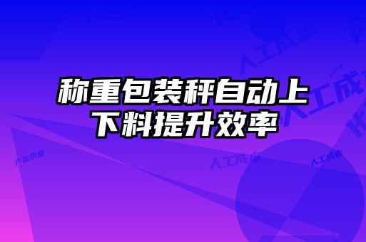 稱重包裝秤自動(dòng)上下料提升效率