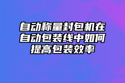 自動(dòng)稱(chēng)量封包機(jī)在自動(dòng)包裝線中如何提高包裝效率
